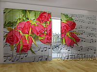 Панорамные Фотошторы "Розы и ноты" 270 х 500 см фото шторы панорамні штори