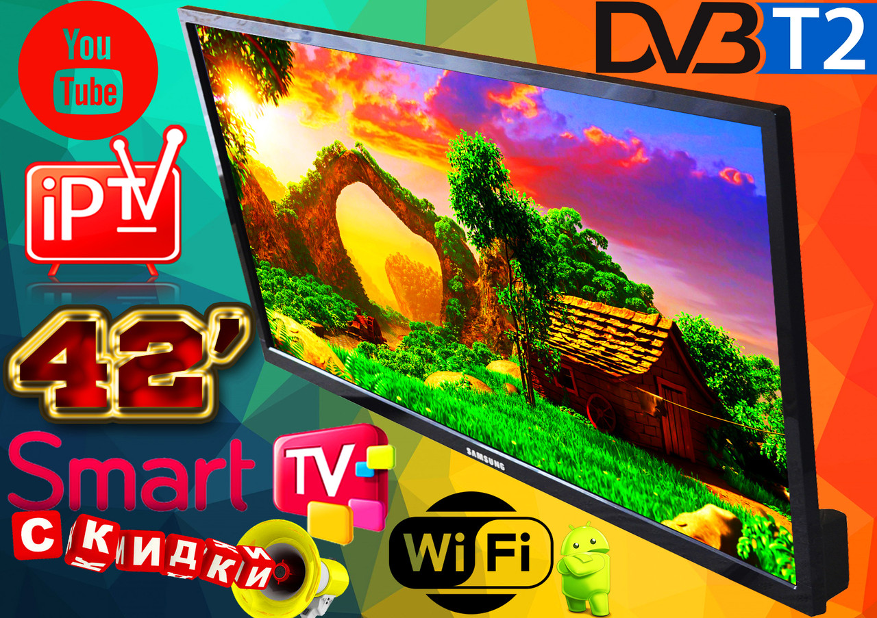 Телевізор 42" Samsung SmartTV LED! 4K , IPTV, Android 11, T2, WIFI, USB КОРЕЯ!