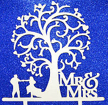 ТОППЕР ВЕЛИКИЙ ВЕСІЛЬНИЙ Весілля Дерев'яний MR&MRS Дерево Містер Місіс Топпери для Торта Топер дерев'яна яний