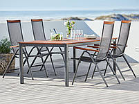 Стілець садовий 5-позиційний складной сірий (Алюміній, сталь та промащений хардвуд ), hotdeal, фото 2