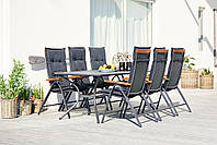 Стілець садовий 5-позиційний складной сірий (Алюміній, сталь та промащений хардвуд ), hotdeal, фото 3