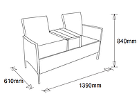 Садова лава - лава плетені зі столиком,Сталь, петан та штучне дерево натура, hotdeal, фото 2