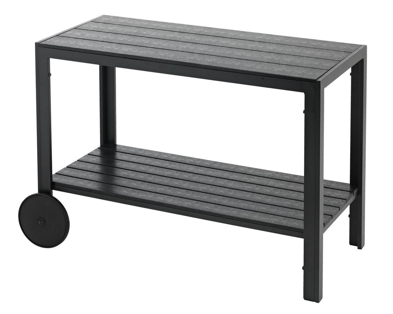 Столик-візок садовий на колесах чорний (штучне дерево), hotdeal, фото 1