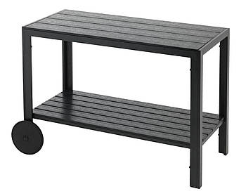 Столик-візок садовий на колесах чорний (штучне дерево), hotdeal