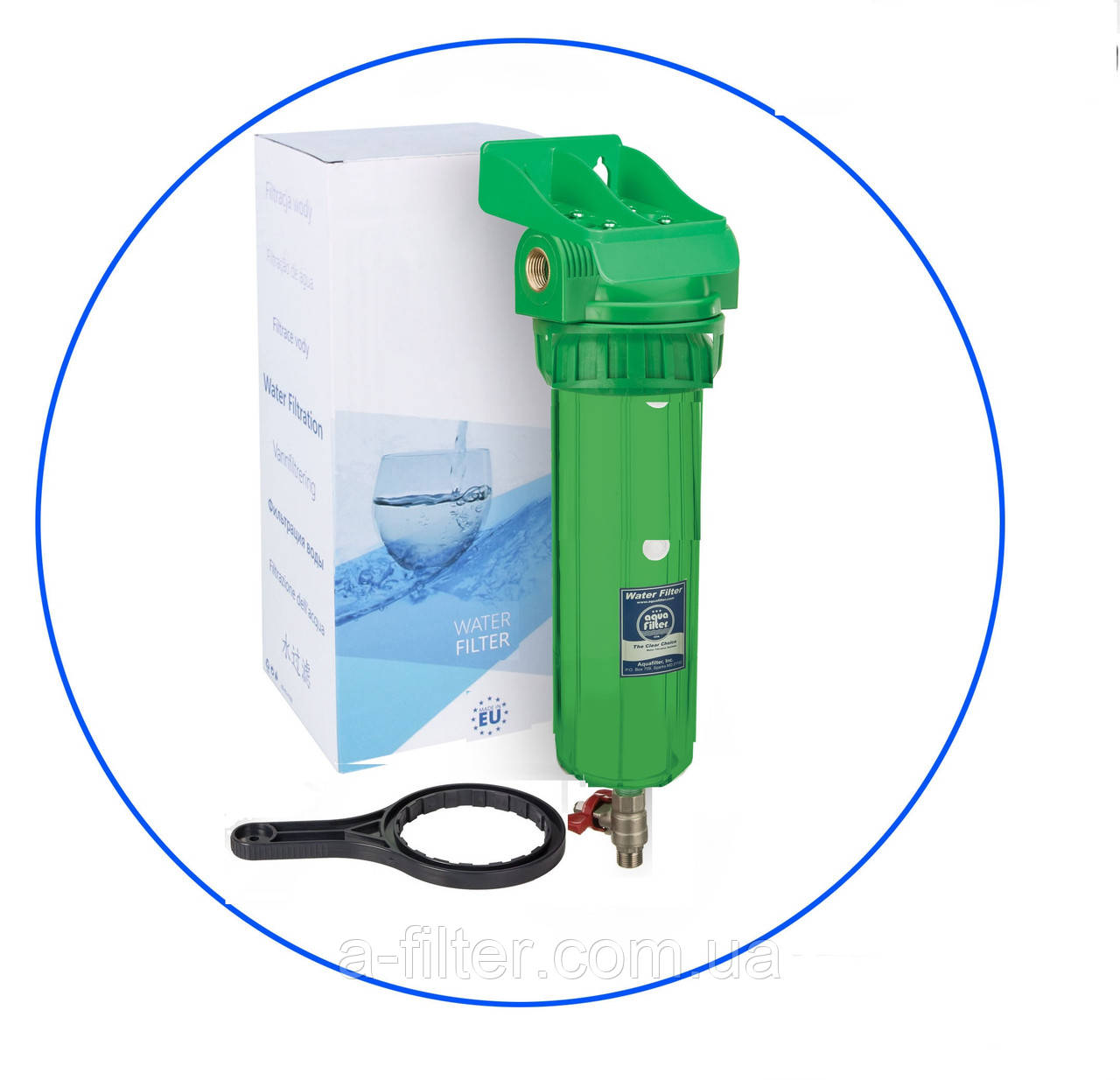 Антибактеріальний триелементний натрубний корпус фільтра з промиванням, 1"., фото 1