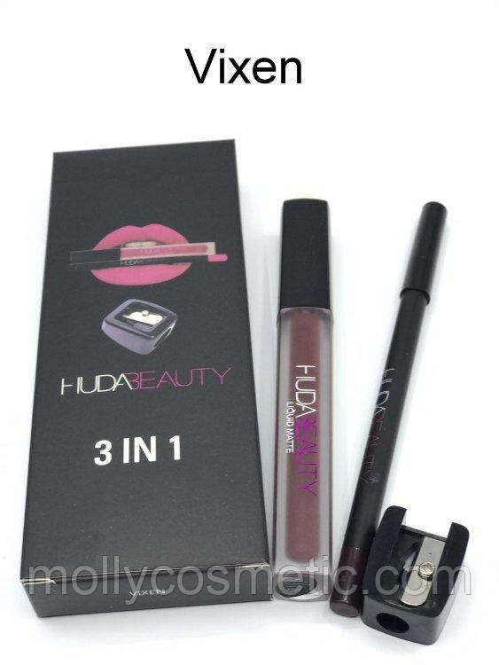 Набір Huda Beauty (блиск + стругачка + олівець)