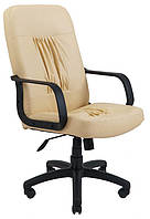 Кресло офисное Ницца подлокотники пластик механизм Tilt кожзаменитель Бежевый (Richman ТМ)