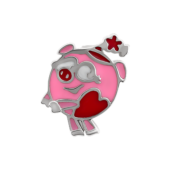 Срібний кулон свинка Нюша з яскравою емаллю