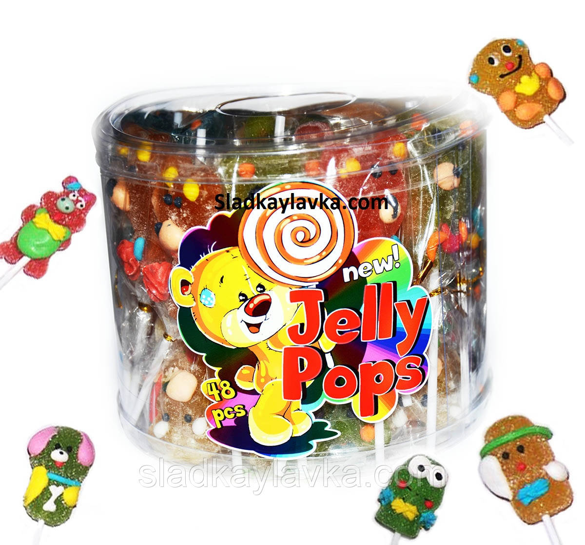 Желейна цукерка Jelly Pops Ведмеді Банку 48 шт (Китай)