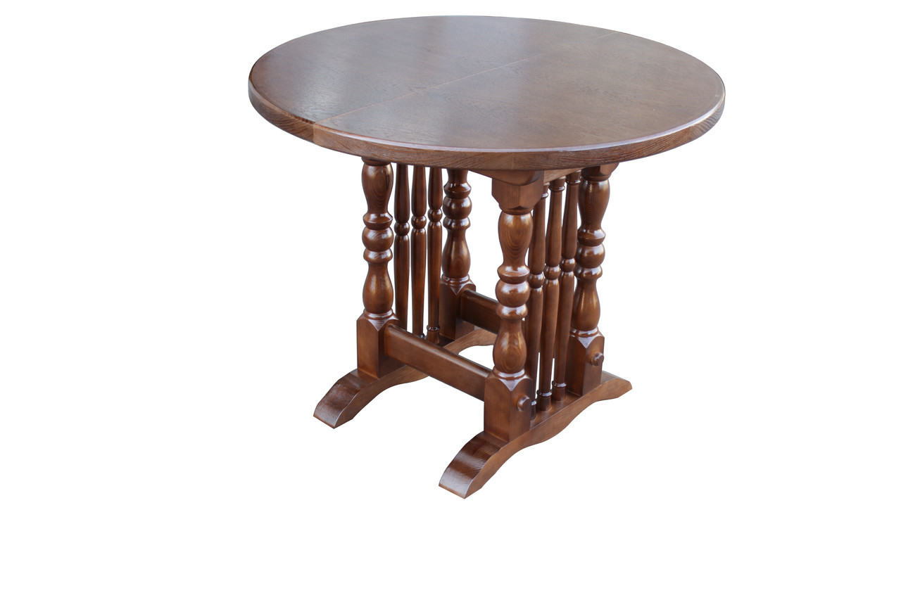 Стіл кухонний обідній розкладний круглий на кухню Баварія 03 столик у вітальню дерев'яні кухонні столи з масиву 930(1250) 930мм