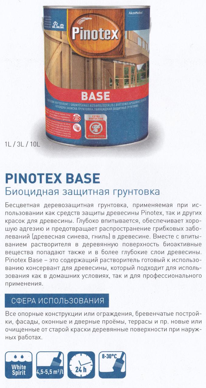 Pinotex Base 10 л — безбарвна деревозахисна ґрунтовка