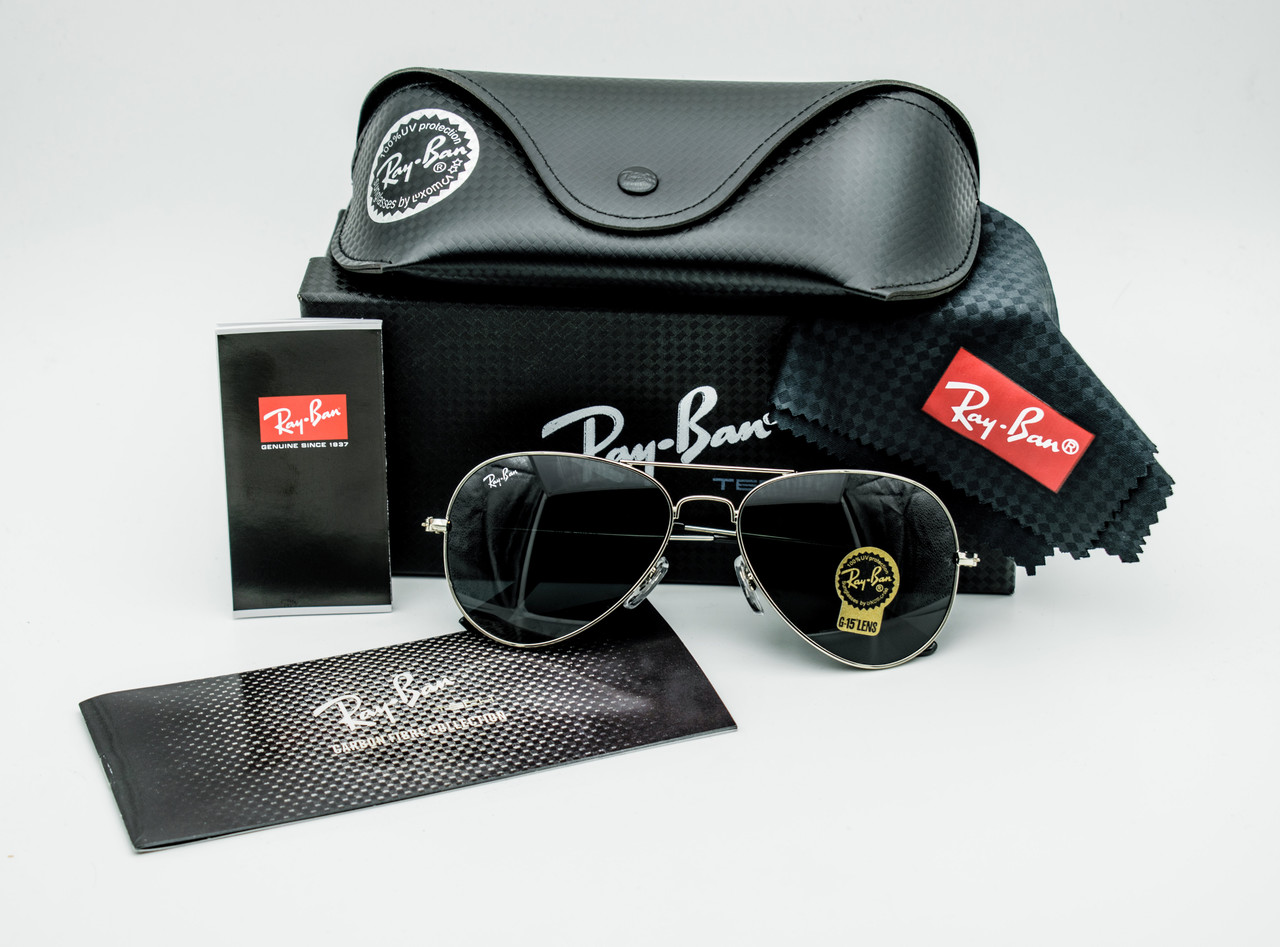 Окуляри Ray Ban Aviator Carbon silver black, фото 1
