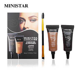 Набір водостійких гелів для брів з пензликом Ministar Eyebrow Gel 24 Hours №16135