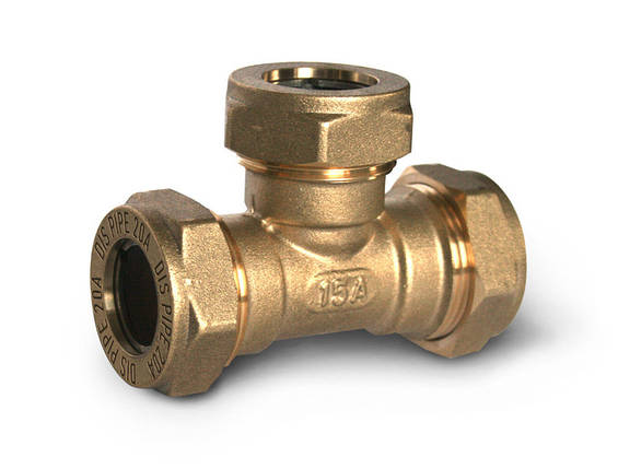 Трійник труба-труба-труба латунний DISPIPE BT20*20*20, фото 2