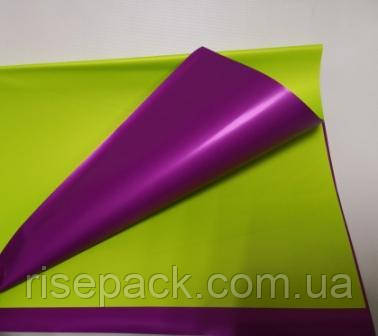 Двостороння калька салатовий-фіолетовий лист 0,6х0,6м - фото 1 - id-p913699839