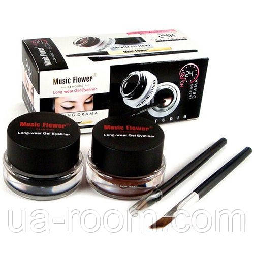 Гелева підводка Music flower 2 in 1 Brown + Black Gel Eyeliner Make Up