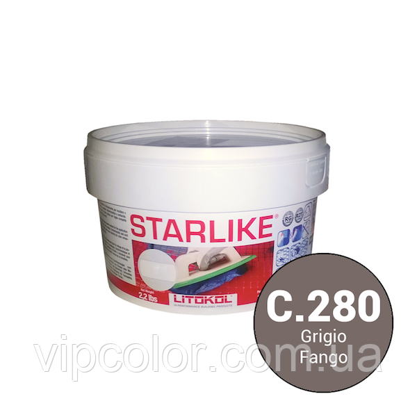 Litokol Starlike С. 280 Сірий 1 кг Двокомпонентна суміш для затирання швів