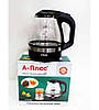 Електричний чайник A-Plus AP-2131, 1.7 л, 2000 Вт, скляний корпус, підсвічування, автоматичне вимкнення, фото 3