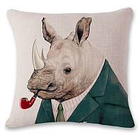 Льняная подушка "Бизнес Носорог"