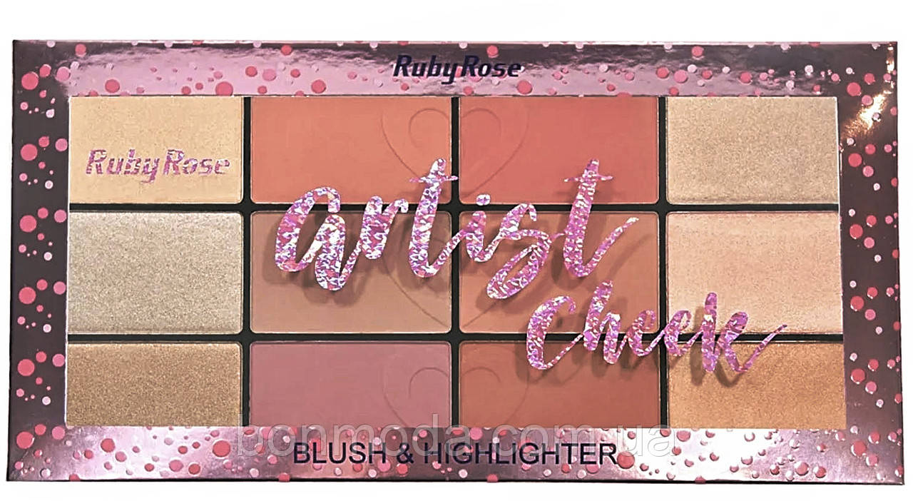 Палітра рум'ян з ілюмінатором Artist Cheek Blush Palette Ruby Rose