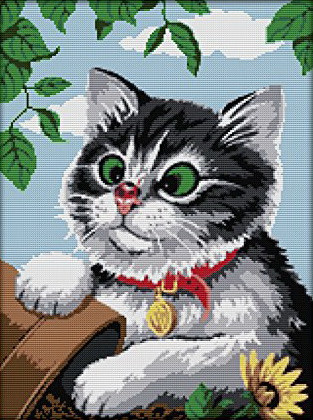 Картина вышивка крестом Идейка Игривый котик (ide_D445) 47×61 см - фото 1 - id-p85358790