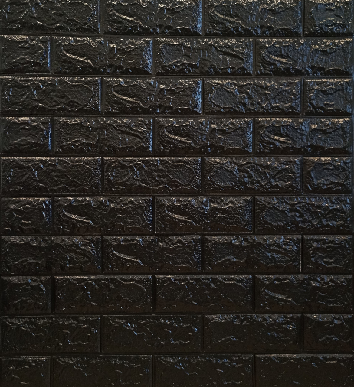 Декоративна стінова 3D панель самоклейка під цеглу чорна 77*70 см 3 мм NNDesign, фото 1