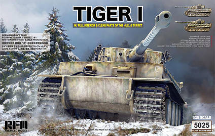 TIGER I ранній. З повним інтер'єром, прозорими деталями, робочими траками. RFM RM-5025, фото 1