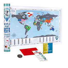 Скретч карта світу c прапорами Discovery Map World FLAGS Edition ENG 68*48 см Яскрава карта світу з прапорами країн