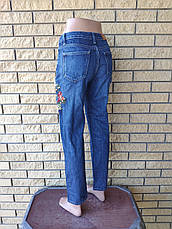 Джинси жіночі котонові із завищеною талією, з вишивкою KT MOSS, Туреччина, фото 2