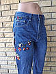 Джинси жіночі котонові із завищеною талією, з вишивкою KT MOSS, Туреччина, фото 8