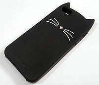 Чохол дитячий для iPhone 5/5s/5SE силіконовий об'ємний іграшка вусики чорний