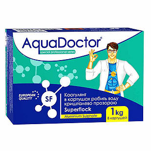 Флокулянт (коагулянт) в картриджах (8шт) для воды бассейна Superflock AquaDOCTOR , 1 кг 