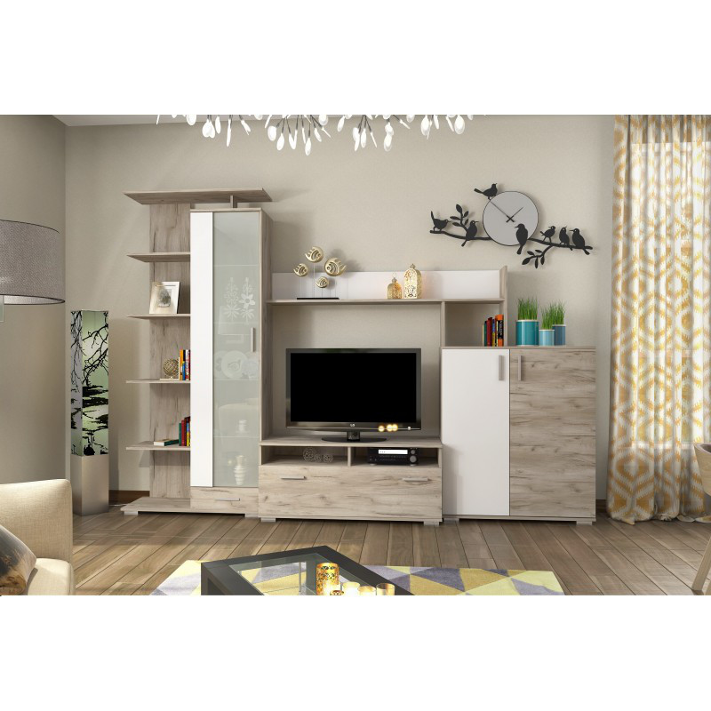 ⭐ Современная светлая горка стенка под телевизор с открытыми полками в ...