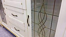 Комод з вітражами  2Д3Ш  для вітальні  в класичному стилі Мікс меблі колір слонова кістка  + патина золото, фото 3
