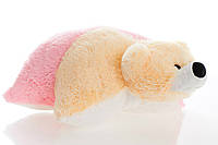 Подушка Алина мишка 55 см персиковый и розовый