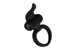 Ерекційне віброкільце Adrien Lastic Lingus Black з язичком і щіточкою для стимуляції клітора Feromon