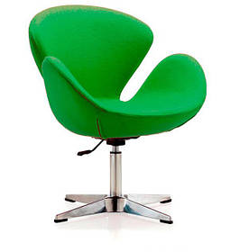 Крісло дизайнерське Сван зелене, з газовим ліфтом, Swan дизайн Арне Якобсена