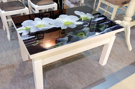 Стіл трансформер Флай зі склом Fusion Furniture, колір білий, фото 2