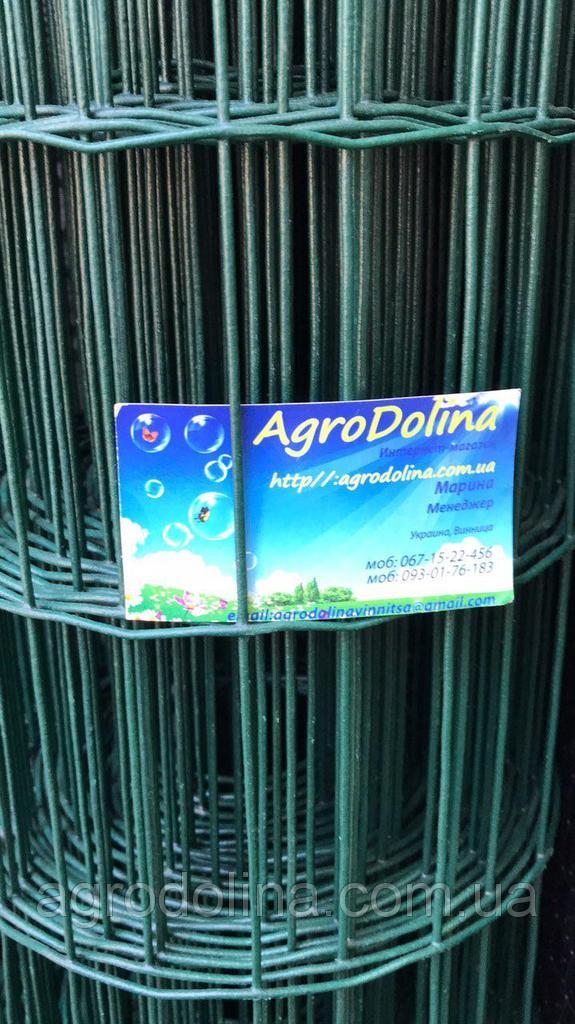 Сітка зварна 1,5*10 м комірка 50*100 мм оцинкована в ПВХ покритті, 2,2 мм товщина, фото 1