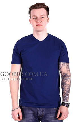 Чоловіча однотонна футболка 44/2 Mastif темно-синій M, фото 2