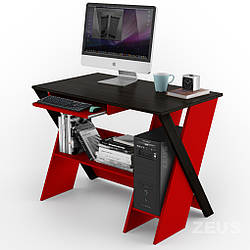 Стіл комп'ютерний "Zhuk" 100х59х75 см. Венге/Червоний
