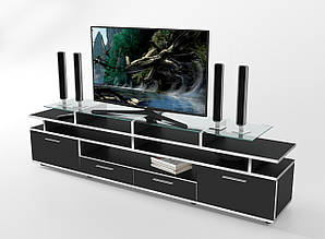 Тумба під телевізор 194х35х50 см. "Cinema" Чорний/Білий