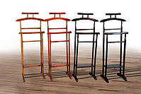 Тремпель Альфа колір білий, подвійна дерев'яна підлогова вішалка з полицею для взуття та плічками для одягу, фото 4