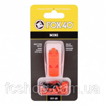 Свисток для арбітру Fox 40 Mini Safety зі шнурком 9803-0308, Жовтогарячий, Розмір (EU) — 1SIZE