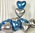 Повітряний латексний куля серце срібло хром з дзеркальним ефектом 30 см, фото 2