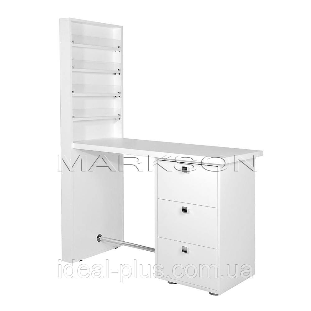 Стіл для манікюру з великою підставкою під лаки на всю стіну М119, фото 1