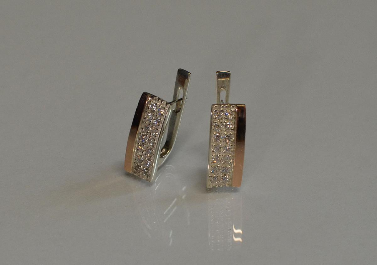 Срібні сережки з золотими вставками, фото 1