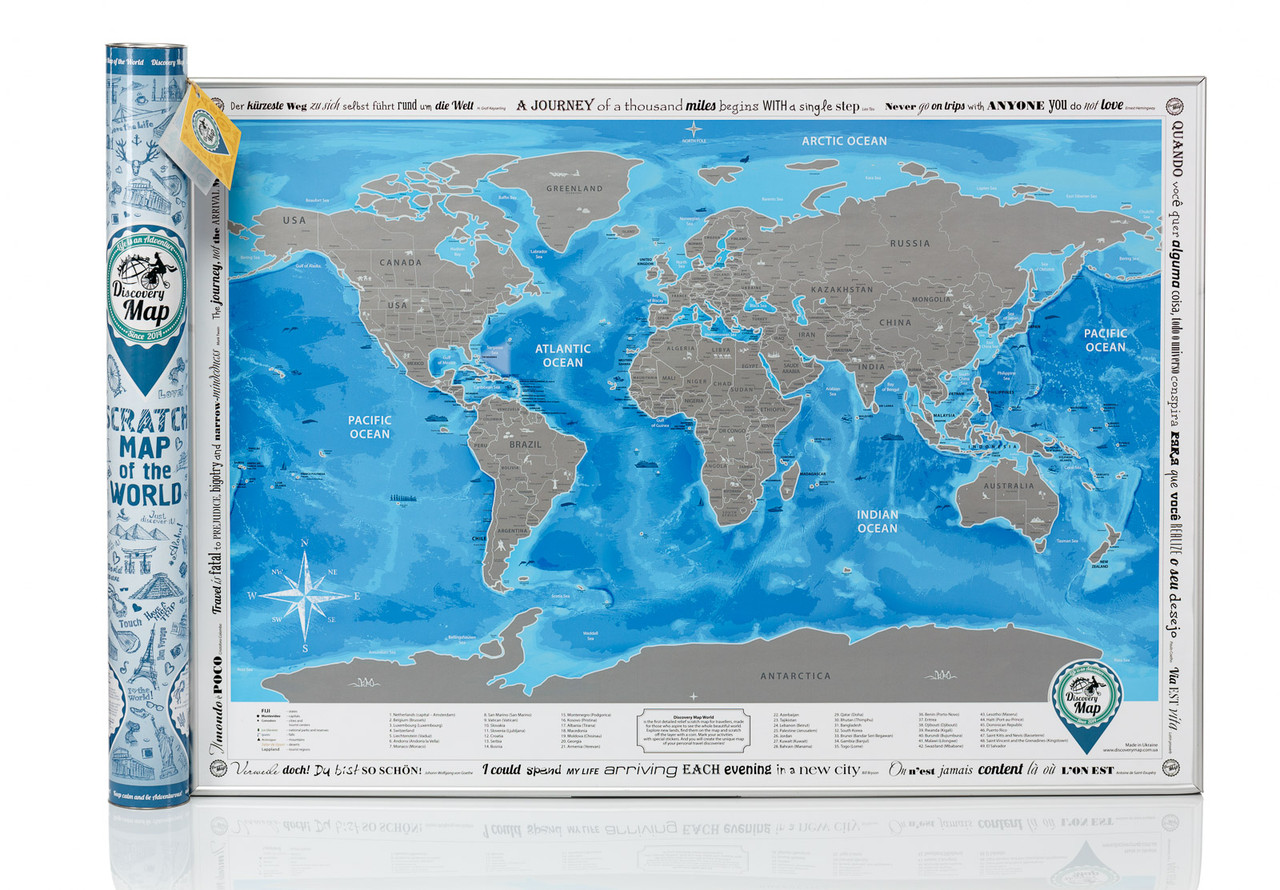 Скретч карта мира Discovery Map оригинальный подарок - фото 1 - id-p85549499