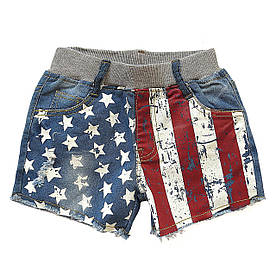 Джинсові шорти "Американський прапор" для дівчинки. 130 см