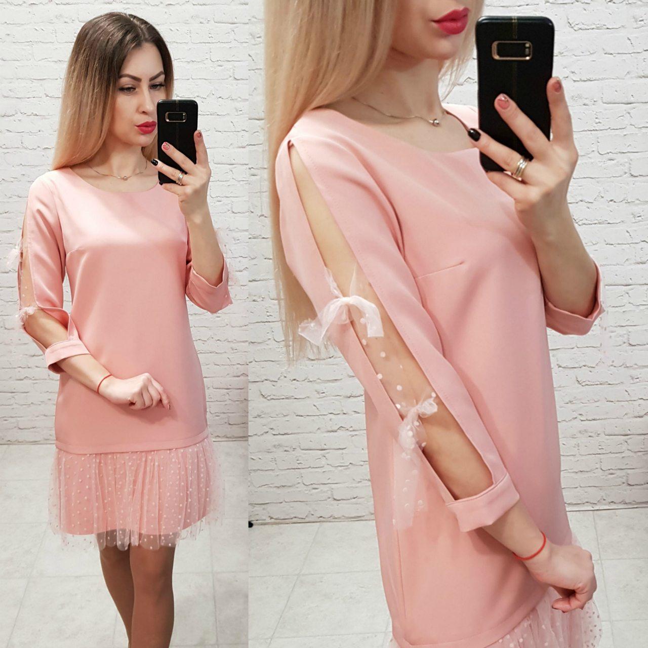 Плаття арт. 154 рожева пудра/ніжно рожева